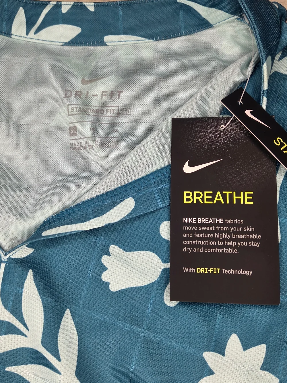 Women's Sleeveless Teal Floral V-Neck Golf Top By Nike NWT Size XL
